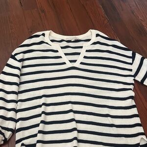 LOFT Black and Cream Knit Top